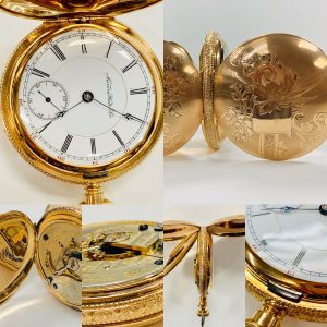 Rare Aurora Checkers 18S 15J c.1880s Hunter Case Pocket Watch